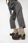 No.6 5" Pull on Shearling Clog Boot on Mid Heel in Spice and Fudge on Cocoa Base