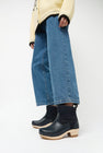 No.6 5" Pull on Shearling Clog Boot on Mid Heel in Navy and Night