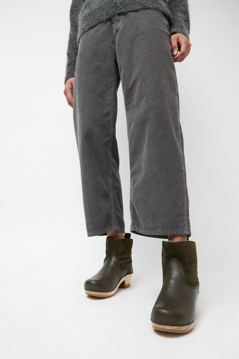 No.6 5" Pull on Shearling Clog Boot on Mid Heel in Olive