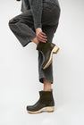 No.6 5" Pull on Shearling Clog Boot on Mid Heel in Olive