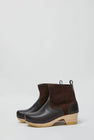 No.6 5" Pull on Shearling Clog Boot on Mid Heel in Umber