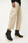 No.6 5" Pull on Shearling Clog Boot on Mid Tread in Ink Aviator on White Base