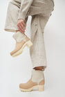 No.6 5" Pull On Shearling Clog Boot on Mid Tread in Bone Suede on White Base