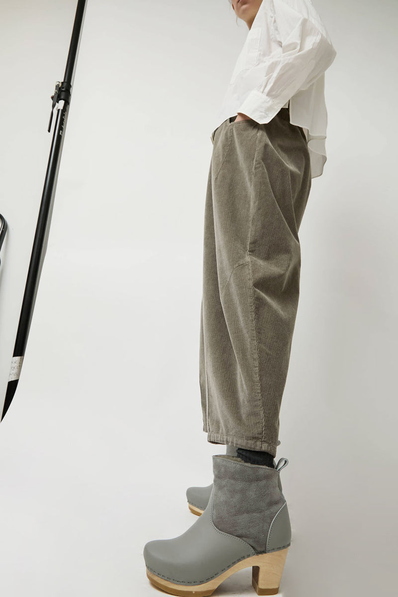 No.6 5" Pull on Shearling Clog Boot on High Heel in Storm and Light Grey