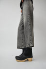No.6 5" Pull on Shearling Clog Boot on Mid Heel in Black Suede