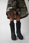 No.6 9" Pull On Shearling Clog Boot on High Heel in Black Suede on Black Base