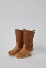 No.6 9" Pull On Shearling Clog Boot on High Heel in Copper