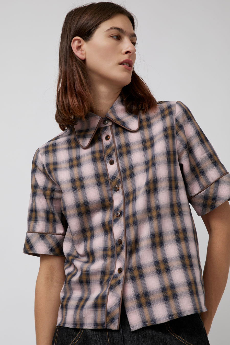 No.6 Clairo Top in Pink Plaid