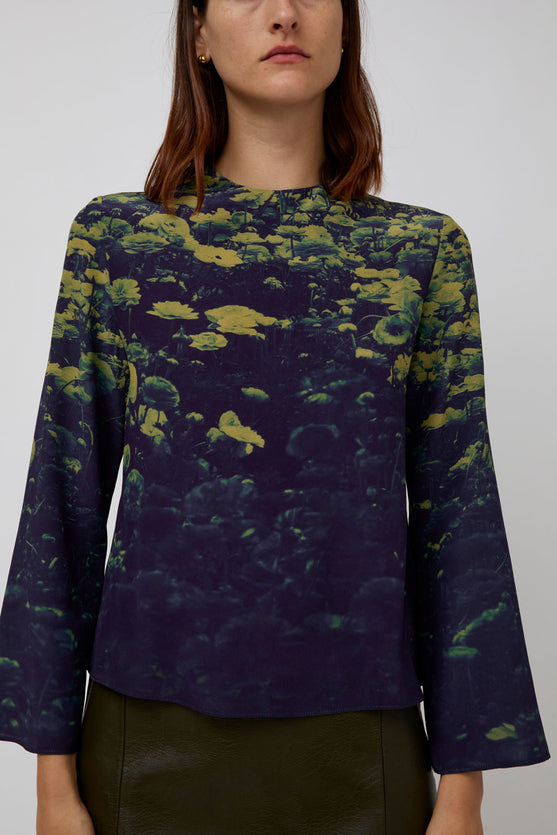 No.6 Diane Top in Green Poppies