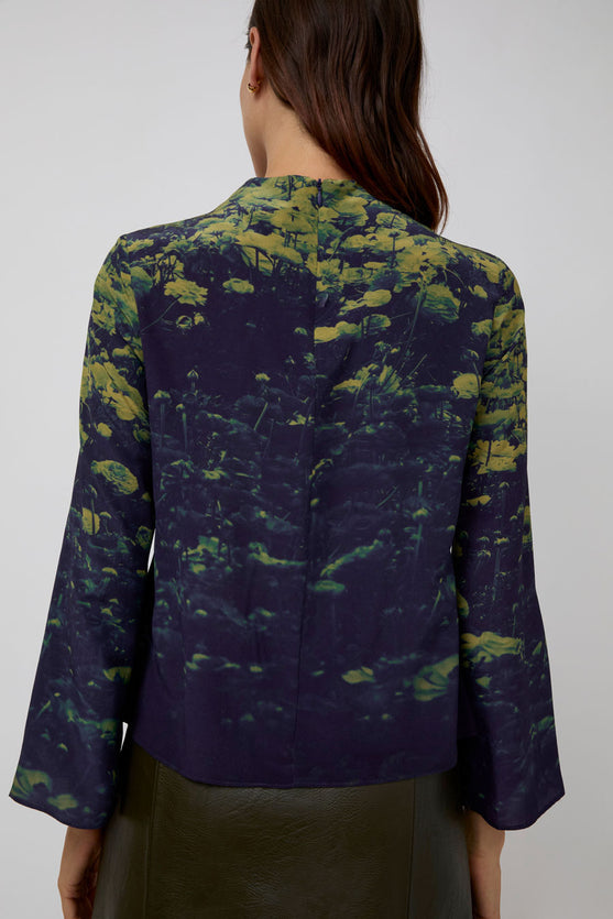 No.6 Diane Top in Green Poppies
