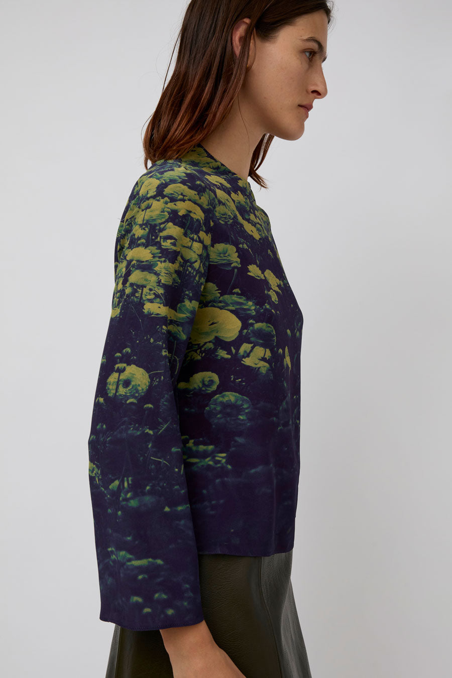 No.6 Diane Top in Green Poppies