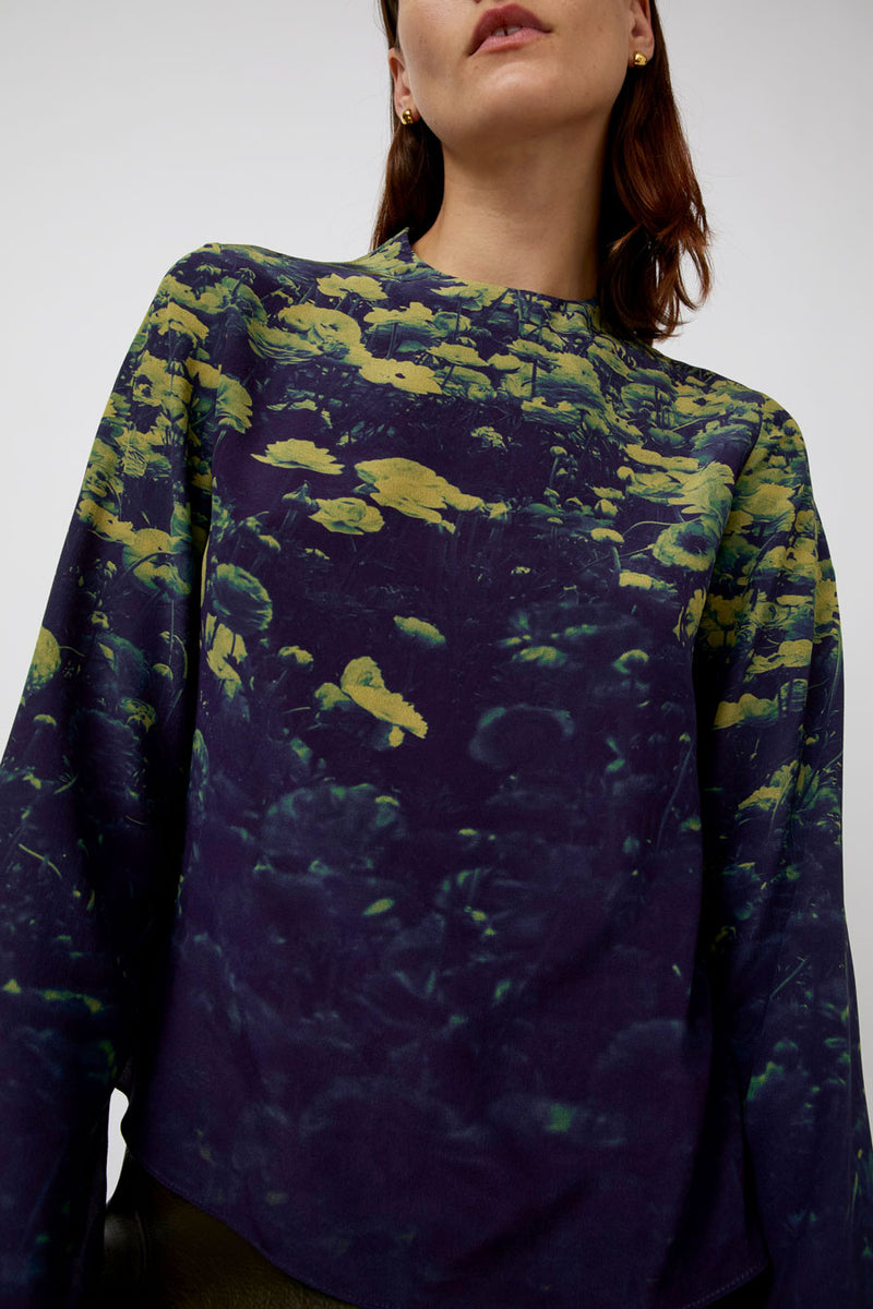 No.6 Diane Top in Green Poppies