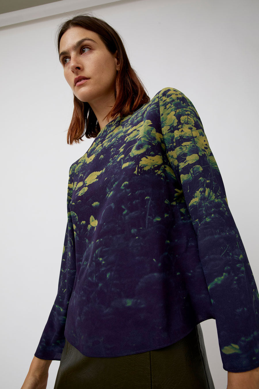 No.6 Diane Top in Green Poppies
