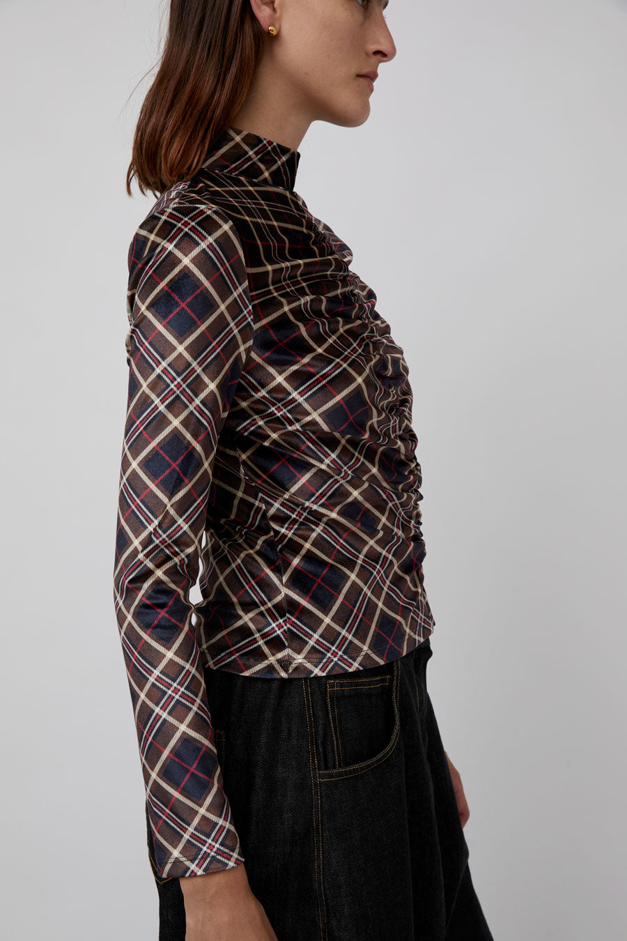 No.6 Kara Top in Rust Plaid
