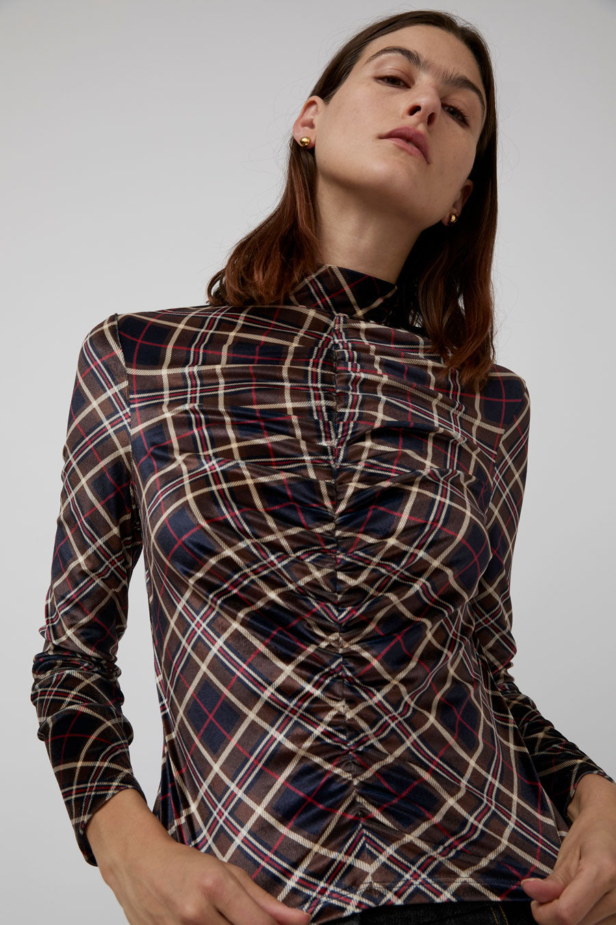 No.6 Kara Top in Rust Plaid