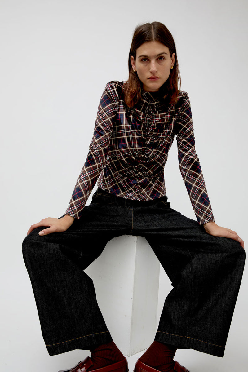 No.6 Kara Top in Rust Plaid