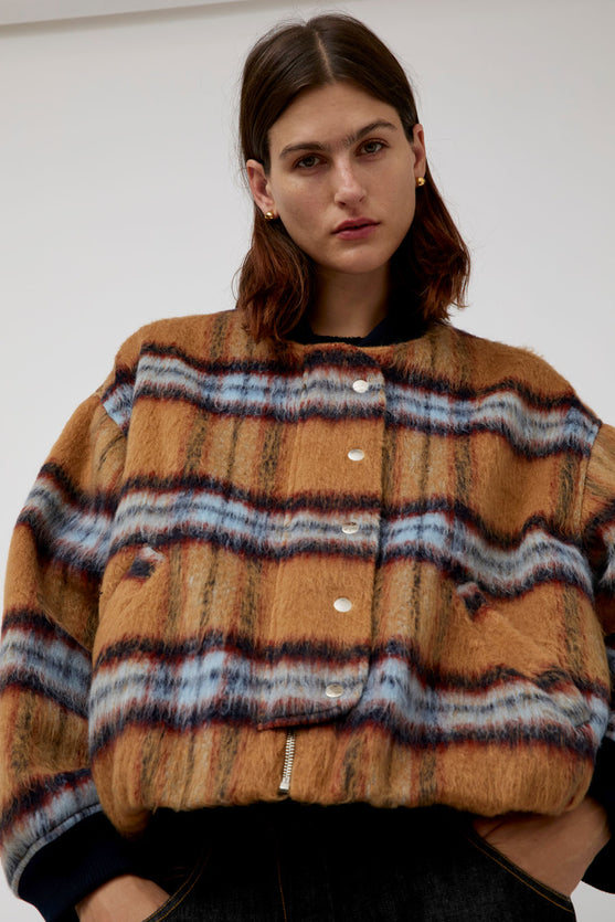No.6 Dover Jacket in Camel Plaid