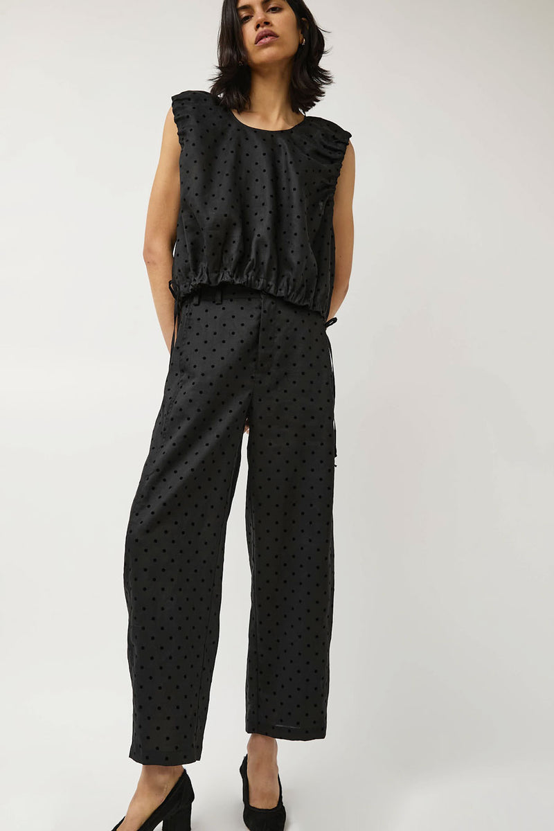 No.6 Anabel Top in Black Dot Linen