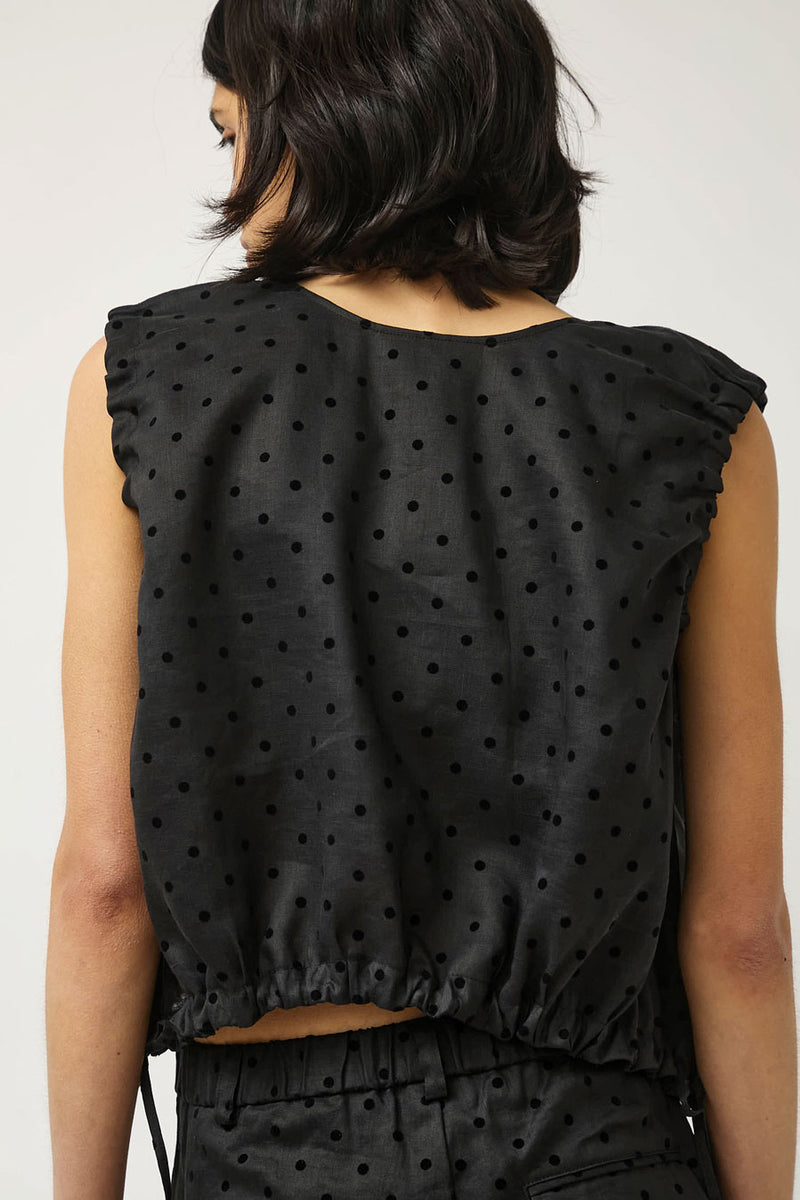No.6 Anabel Top in Black Dot Linen