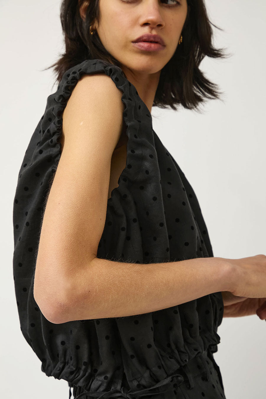 No.6 Anabel Top in Black Dot Linen