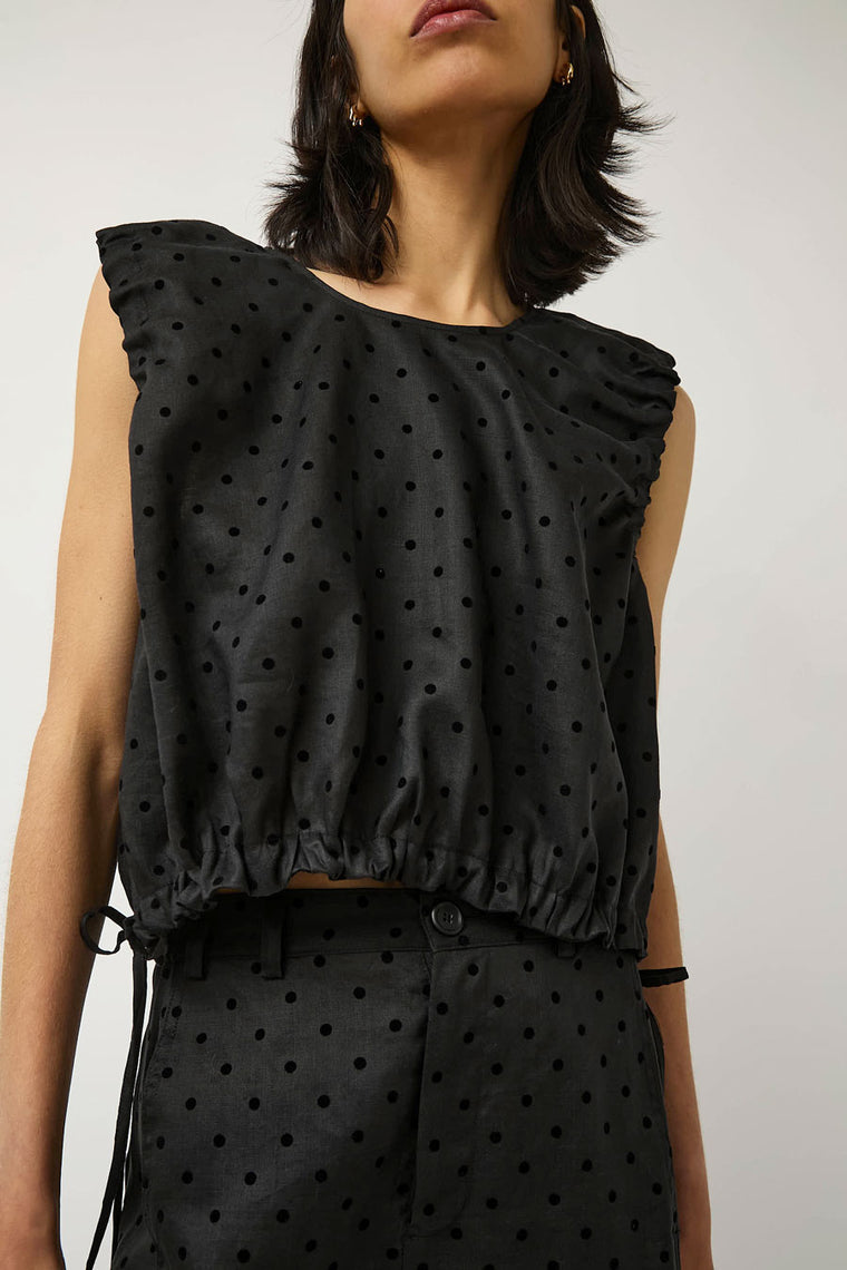 No.6 Anabel Top in Black Dot Linen