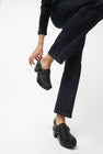 No.6 Arlo Clog on Square Toe Mid Heel in Black on Black Base