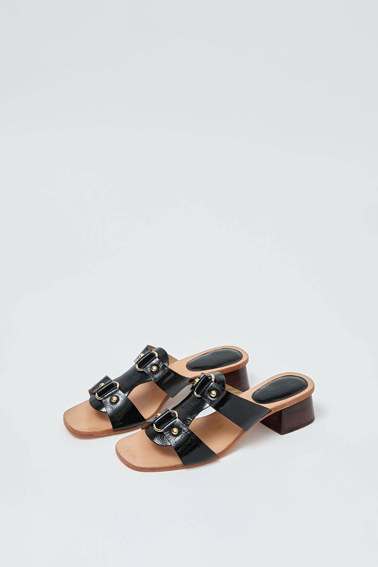 No.6 Beau Sandal in Black Patent