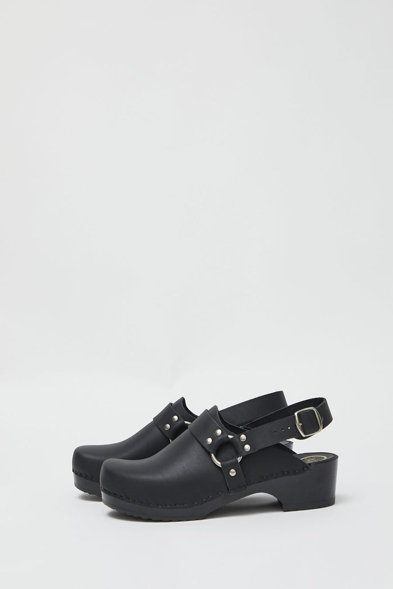 No.6 Brando Clog on Vintage Base in Black on Black Base