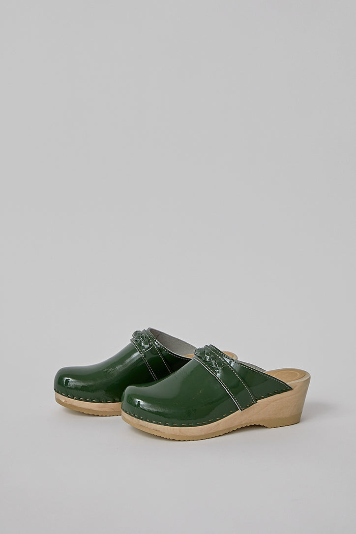 Image of No.6 Bridget Clog on Mid Wedge in Forest Patent