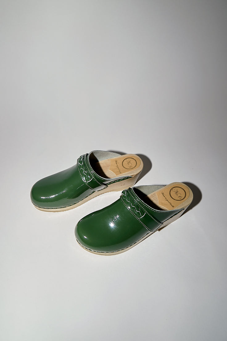 Image of No.6 Bridget Clog on Mid Wedge in Forest Patent
