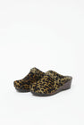 No.6 Bridget Clog on Mid Wedge in Leopard Pony on Cocoa Base