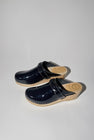 No.6 Bridget Clog on Mid Wedge in Navy Patent