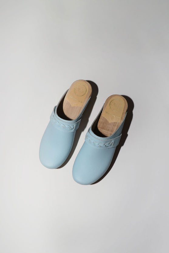 No.6 Bridget Clog on Mid Wedge in Light Blue