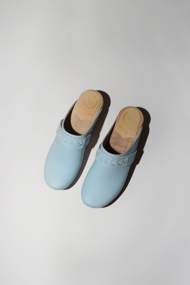 No.6 Bridget Clog on Mid Wedge in Light Blue