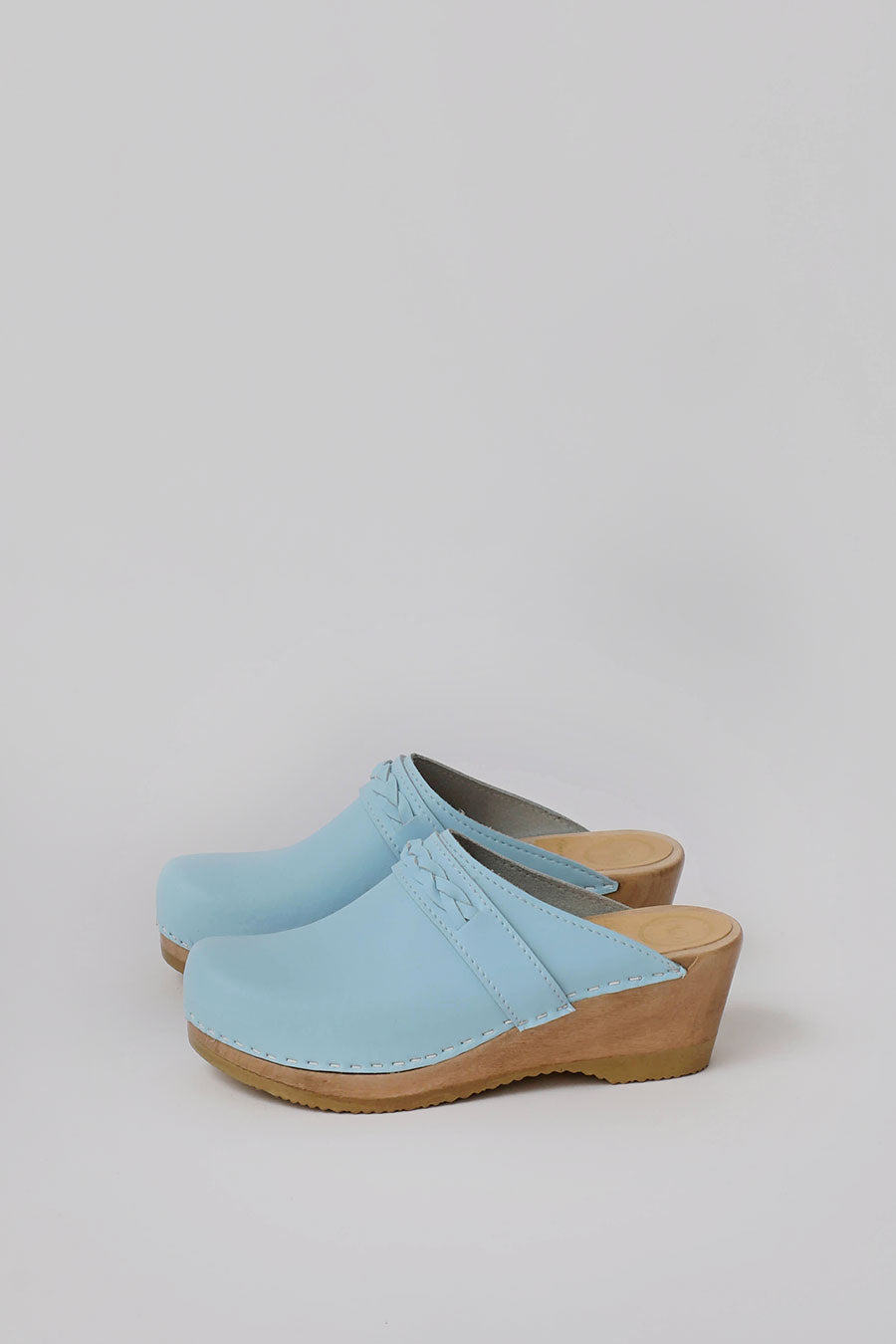 No.6 Bridget Clog on Mid Wedge in Light Blue