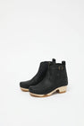 No.6 5" Leather Clog Buckle Boot on Mid Heel Bendable Base in Black