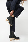 No.6 5" Leather Clog Buckle Boot on Mid Heel Bendable Base in Black