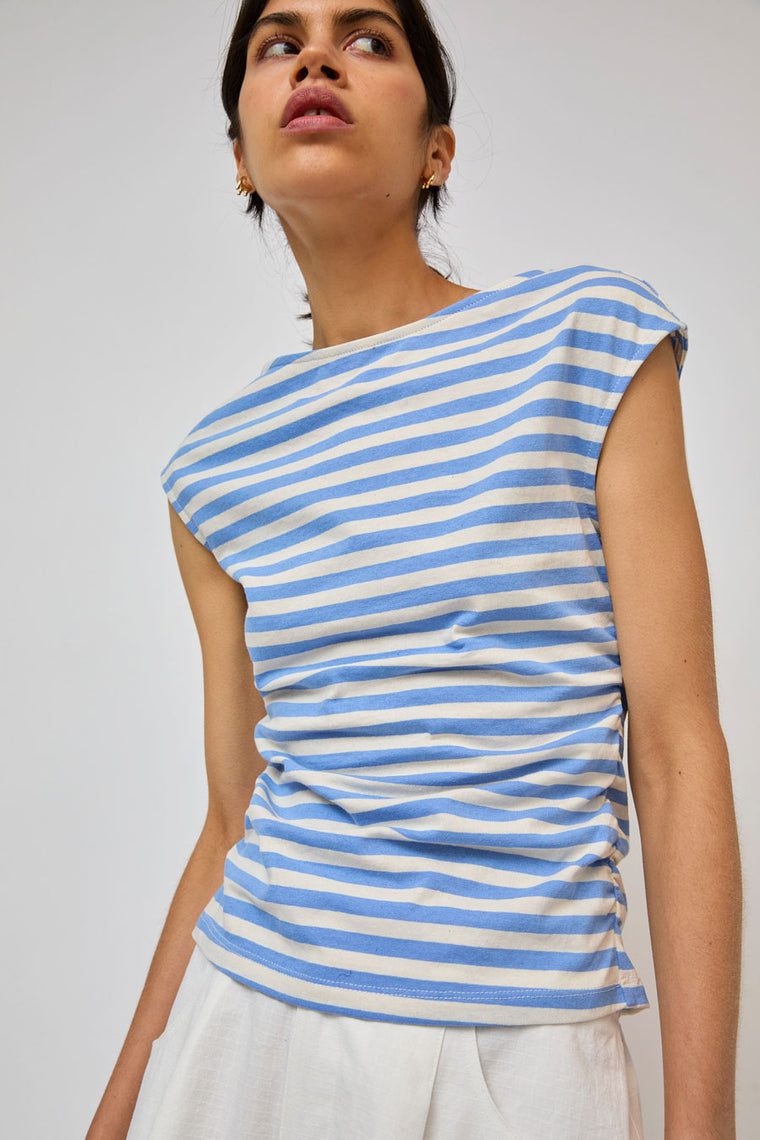 No.6 Carly Top in Blue and White Stripe