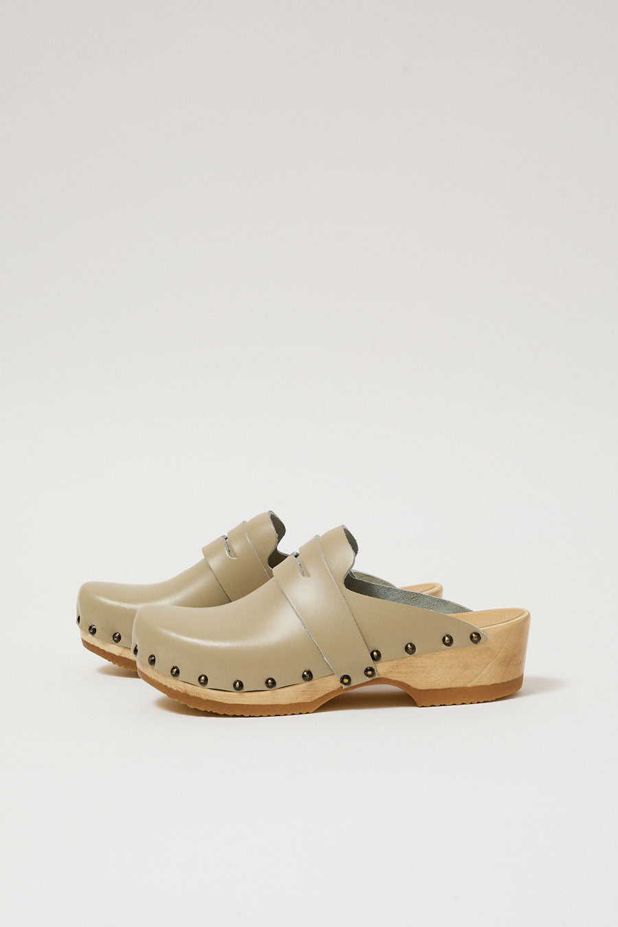 No.6 Charlotte Studded Clog on Low Base in Clay