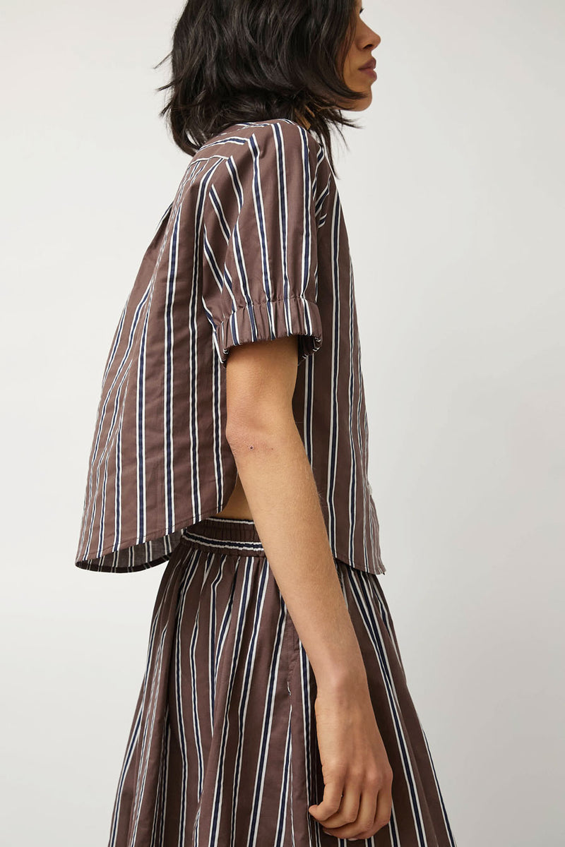 No.6 Chloe Top in Cambridge Brown Stripe
