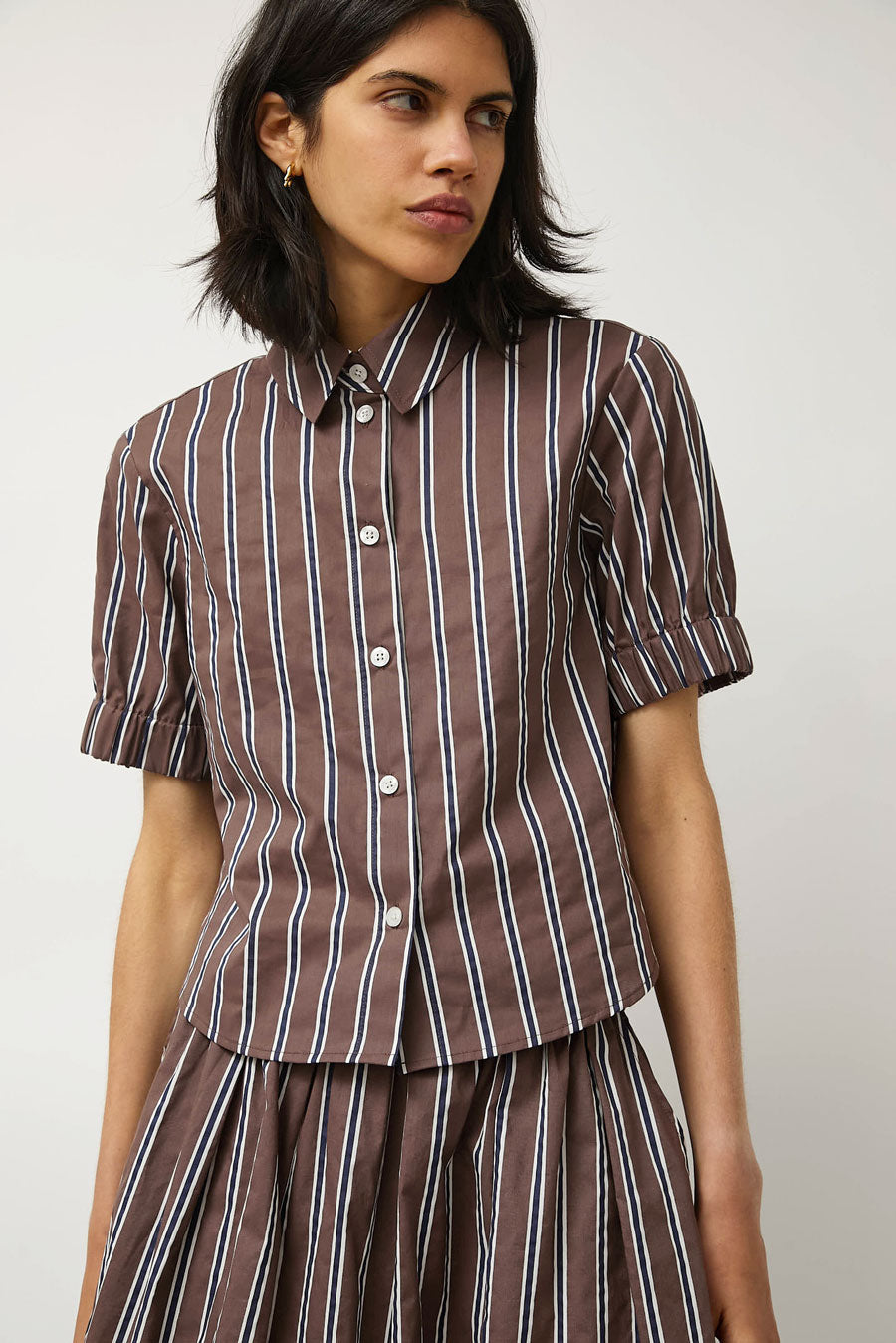 No.6 Chloe Top in Cambridge Brown Stripe