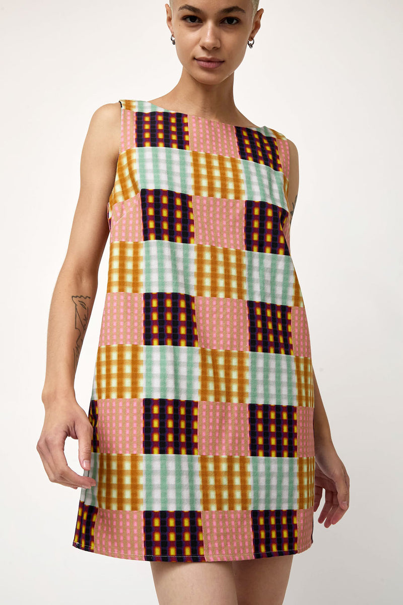 No.6 Clair Dress in Blurry Mixed Plaid