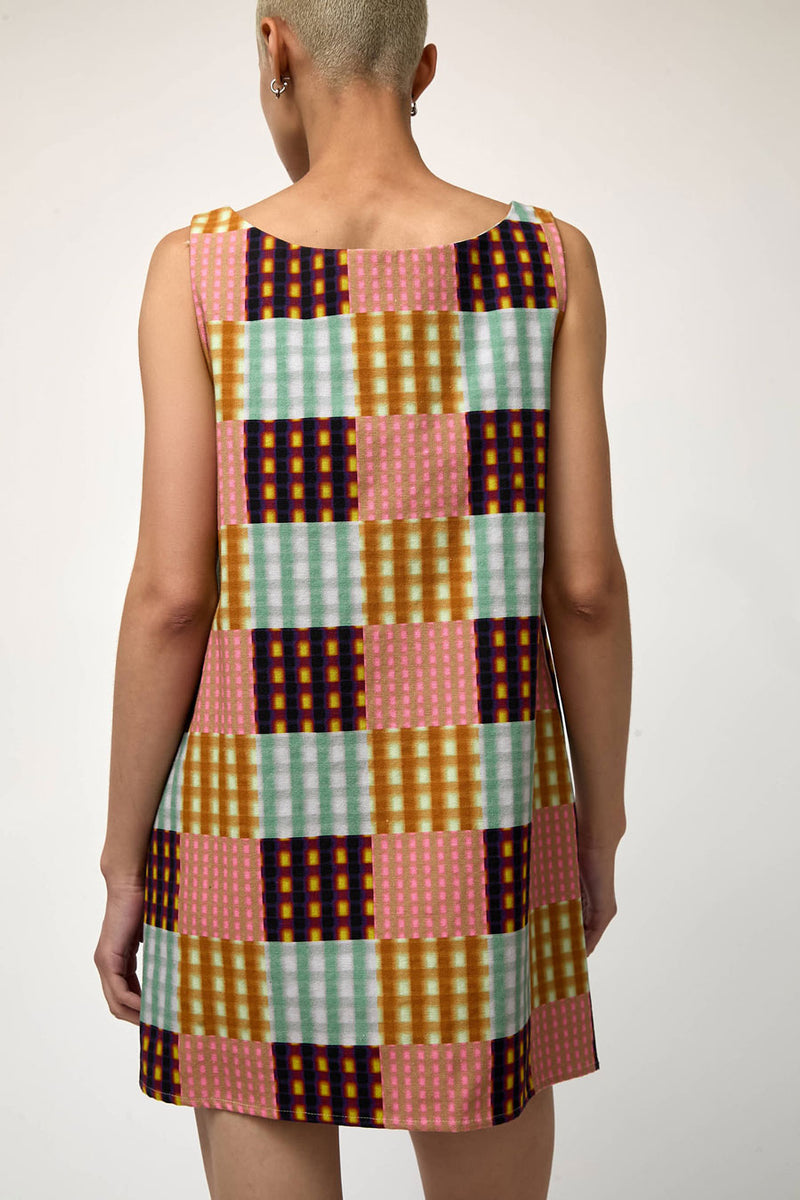 No.6 Clair Dress in Blurry Mixed Plaid