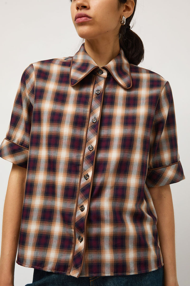 No.6 Clairo Top in Red and Navy Plaid