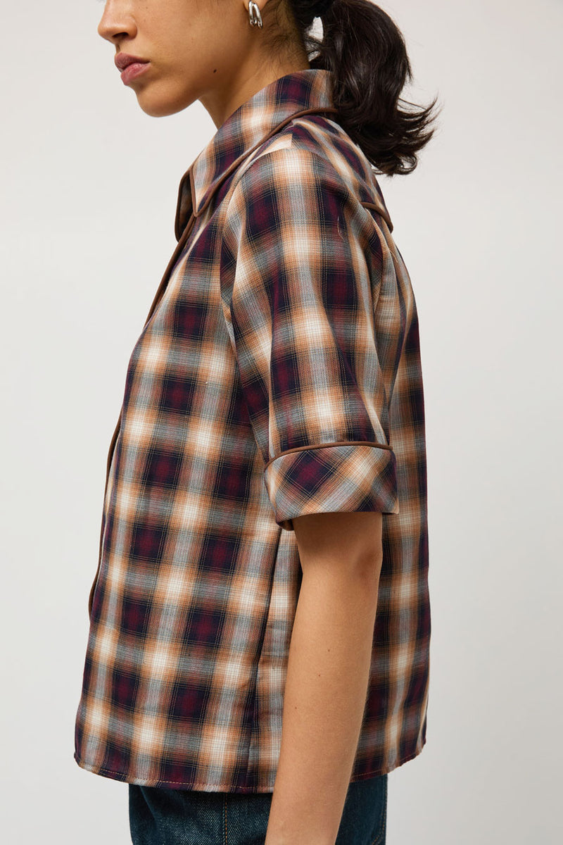 No.6 Clairo Top in Red and Navy Plaid