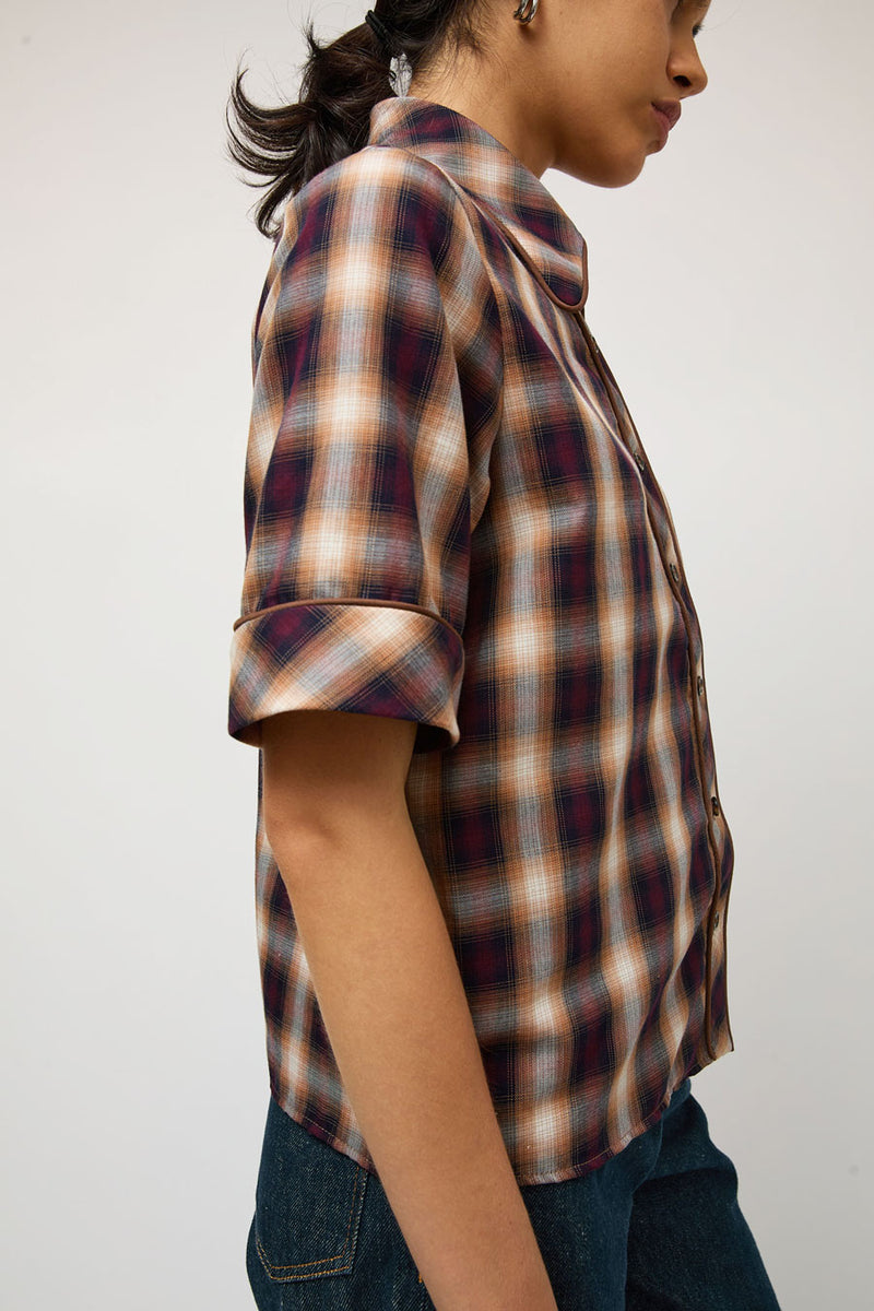 No.6 Clairo Top in Red and Navy Plaid