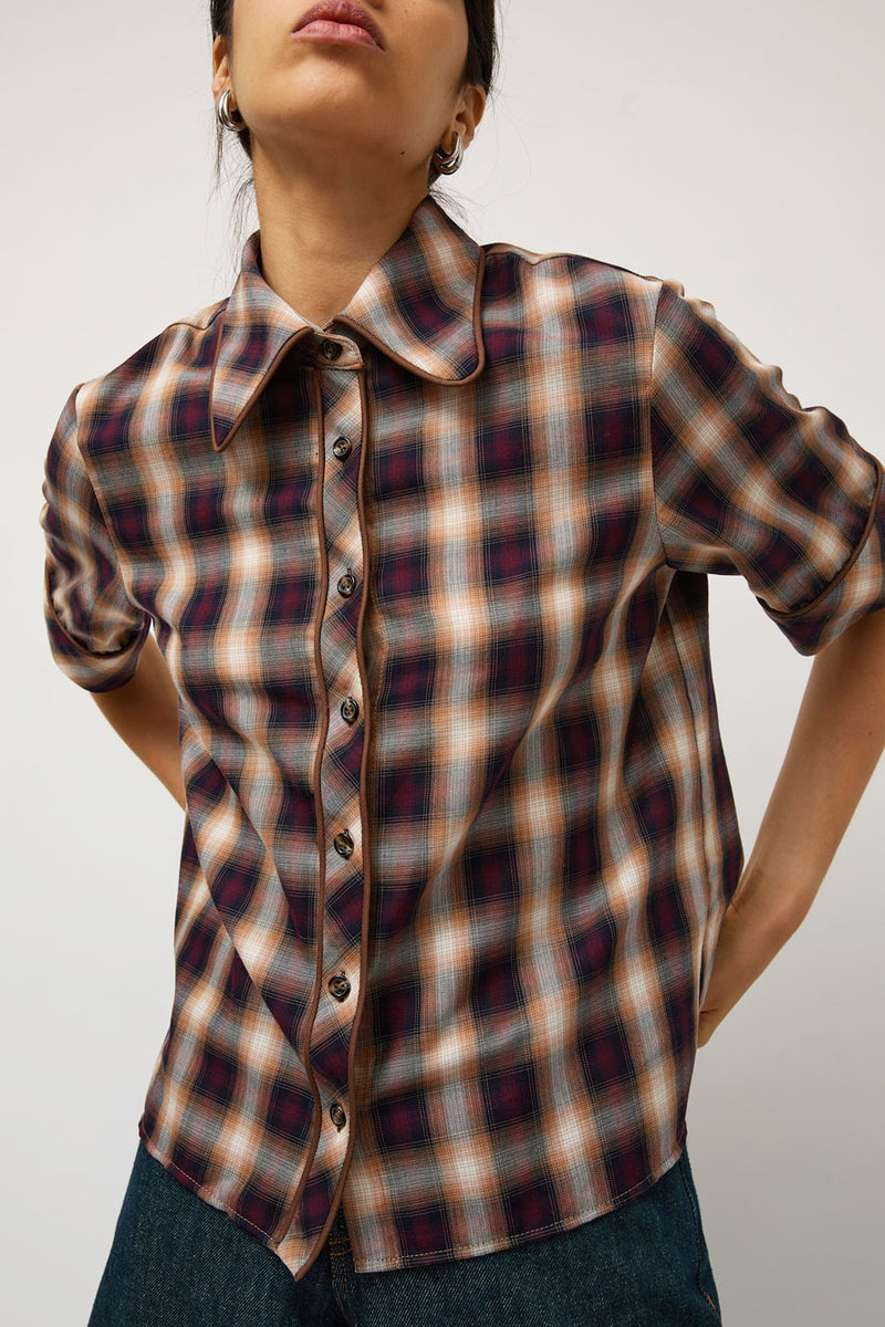 No.6 Clairo Top in Red and Navy Plaid