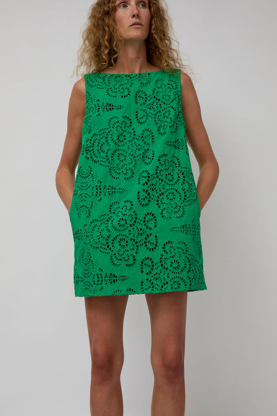 No.6 Clare Dress in Green Eyelet
