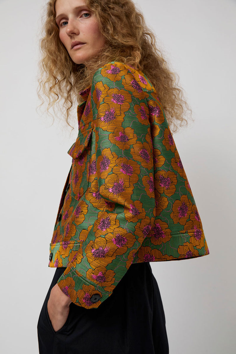 acka flower jacquard jacket（brown） Jane Floral Jacquard Jacket