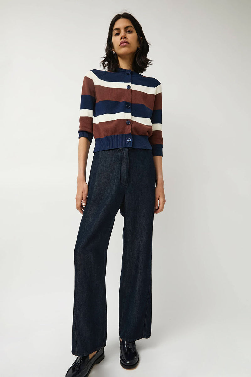 No.6 Colette Cardi in Navy and Brown Stripe